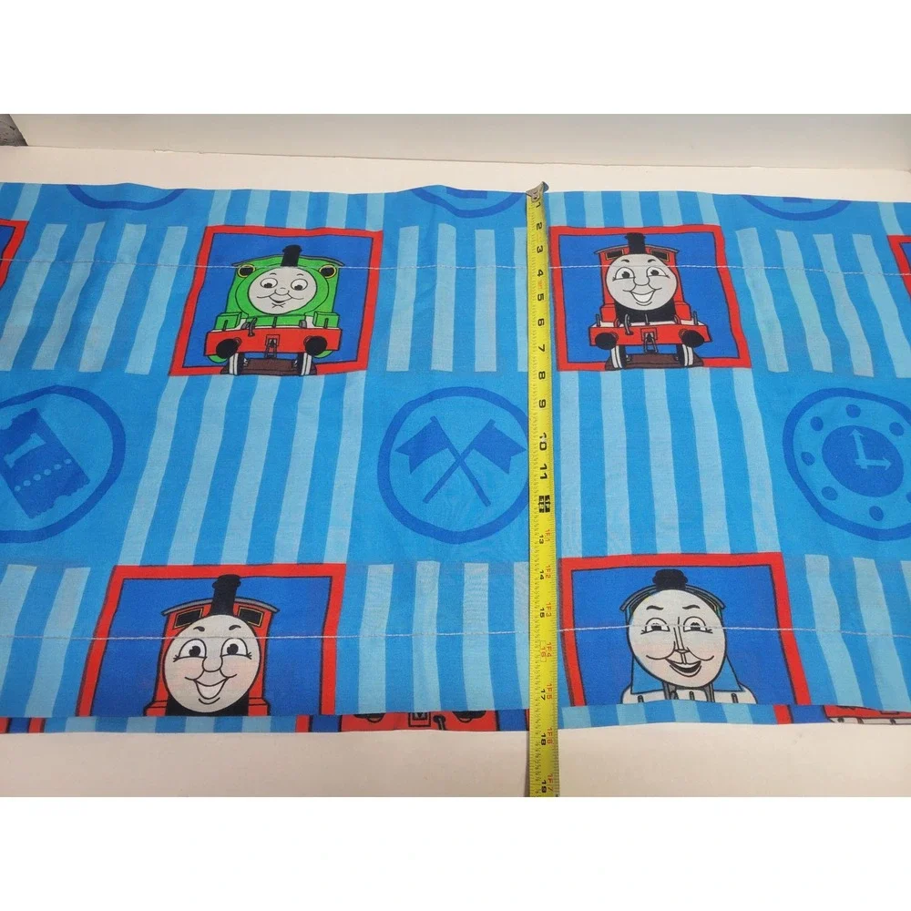 Vtg Thomas & Friends Dan River Window Valance‎ Blue Striped Train 2001 USA 82x17